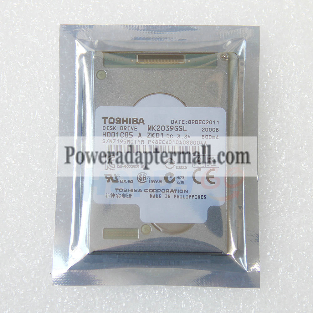 1.8"200GB Toshiba MK2039GSL HARD Disk DRIVE for SONY HDR-XR160E